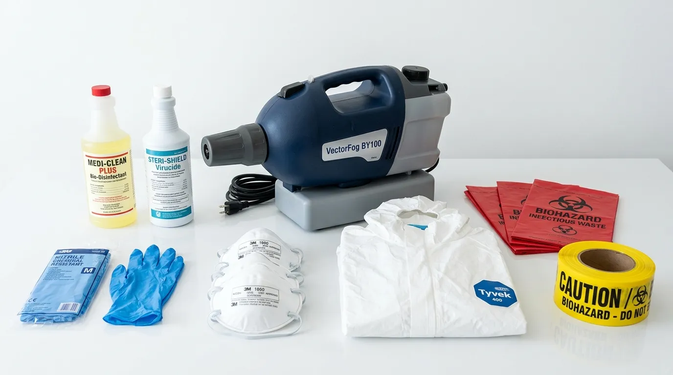 Professional biohazard remediation crew working in Alamo